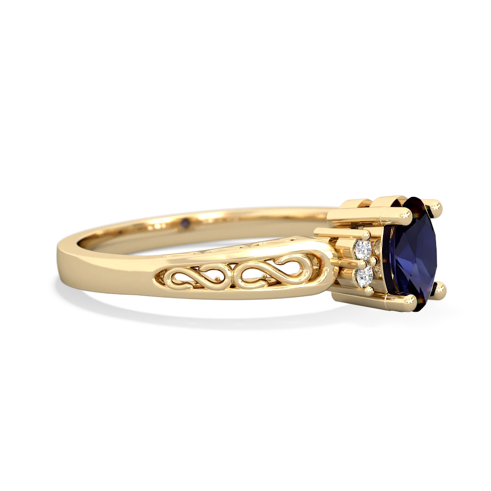 Sapphire Filligree Scroll Oval 14K Yellow Gold ring R0812