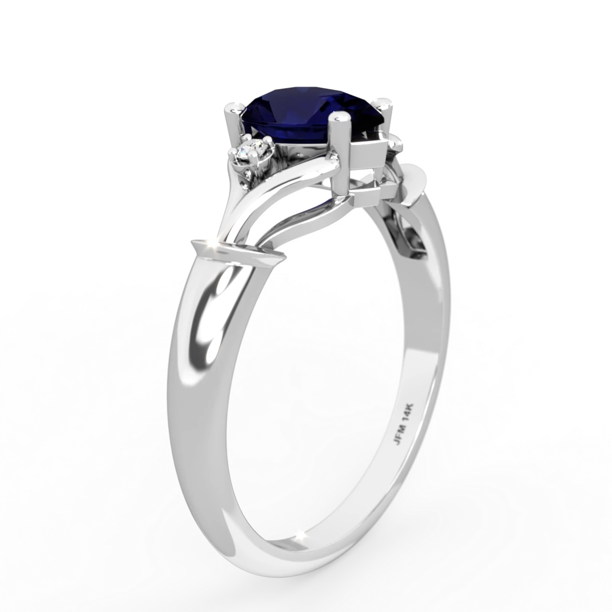 Sapphire Precious Pear 14K White Gold ring R0826