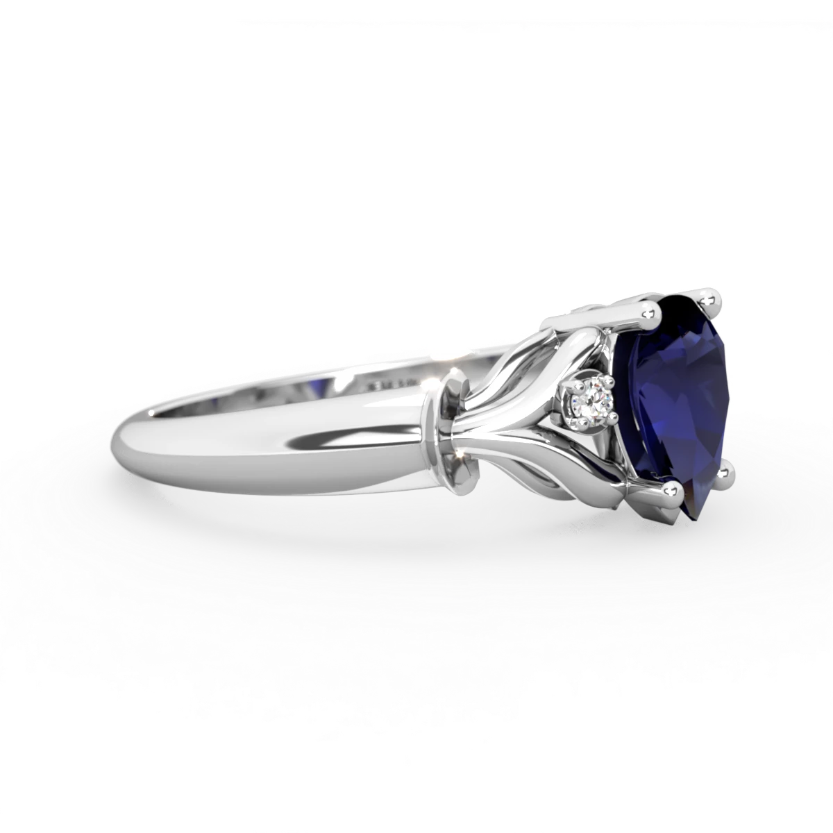 Sapphire Precious Pear 14K White Gold ring R0826