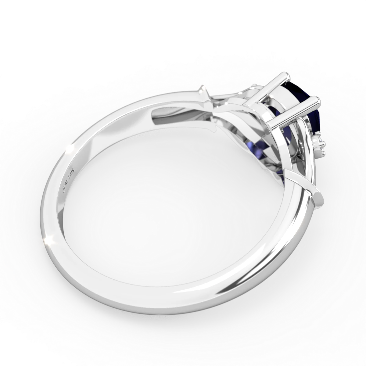 Sapphire Precious Pear 14K White Gold ring R0826