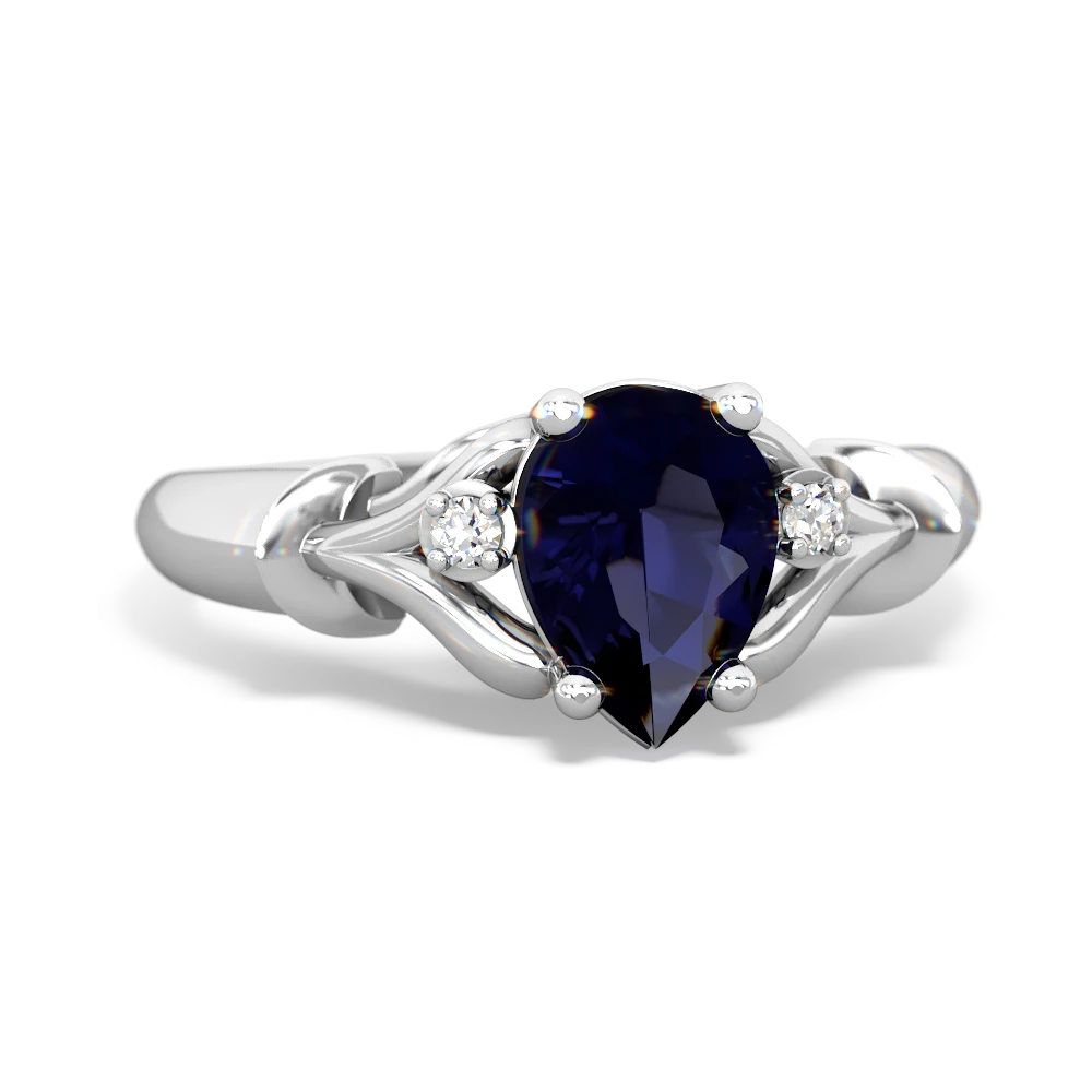 Sapphire Precious Pear 14K White Gold ring R0826
