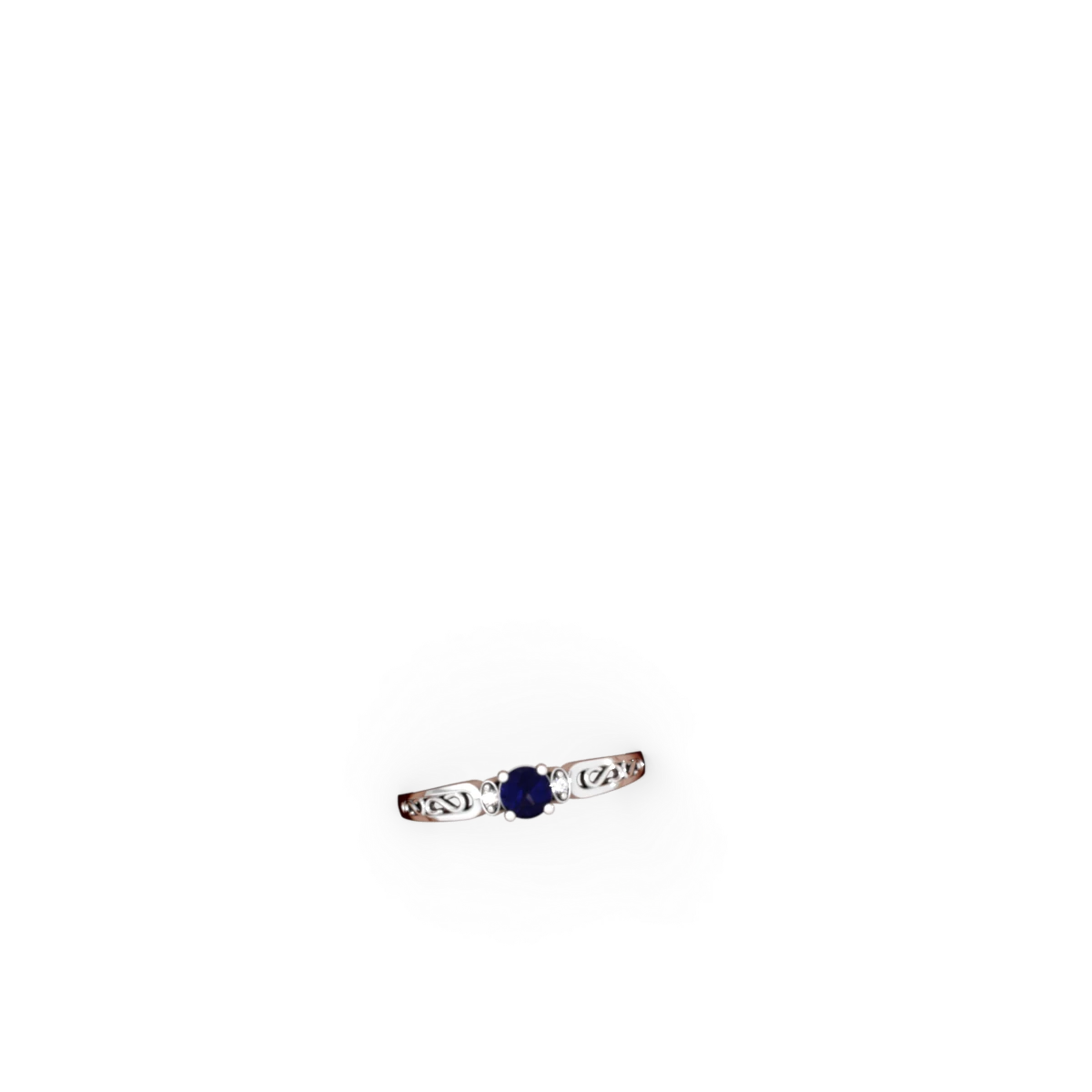 Sapphire Filligree Scroll Round 14K White Gold ring R0829