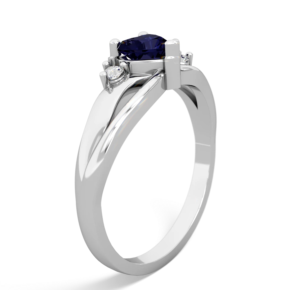 Sapphire Split Band Swirl 14K White Gold ring R2130