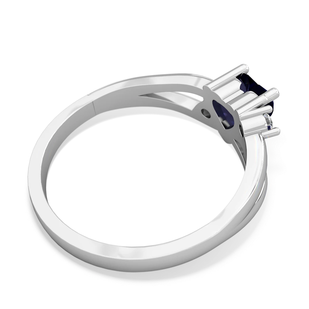 Sapphire Split Band Swirl 14K White Gold ring R2130