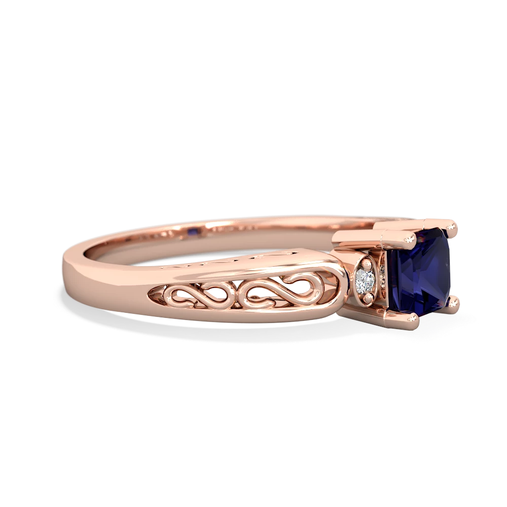 Sapphire Filligree Scroll Square 14K Rose Gold ring R2430