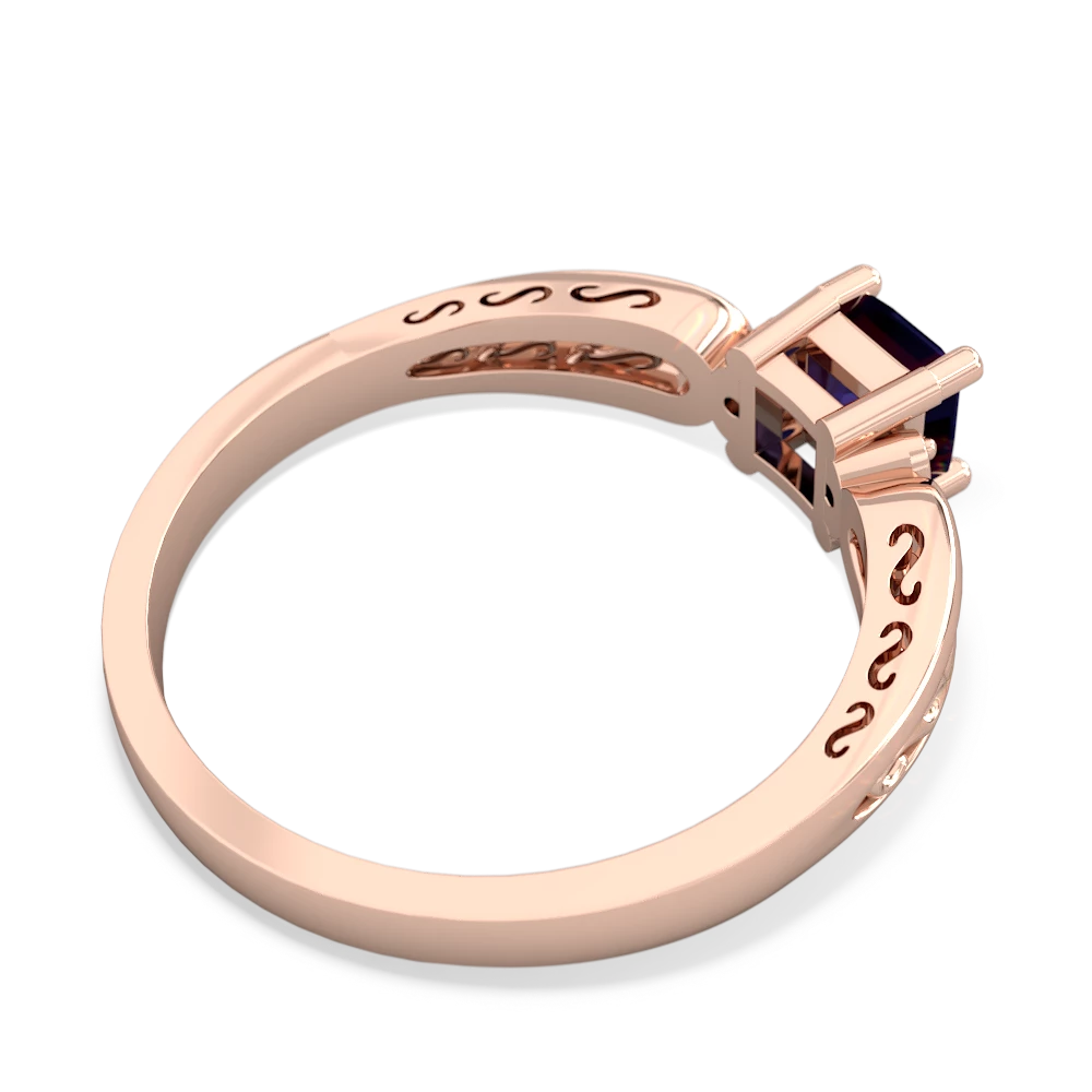 Sapphire Filligree Scroll Square 14K Rose Gold ring R2430