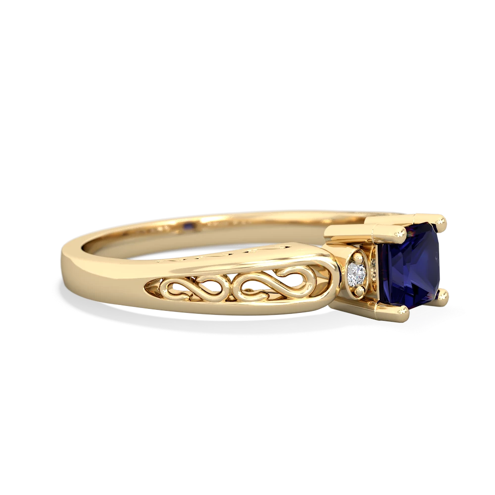 Sapphire Filligree Scroll Square 14K Yellow Gold ring R2430