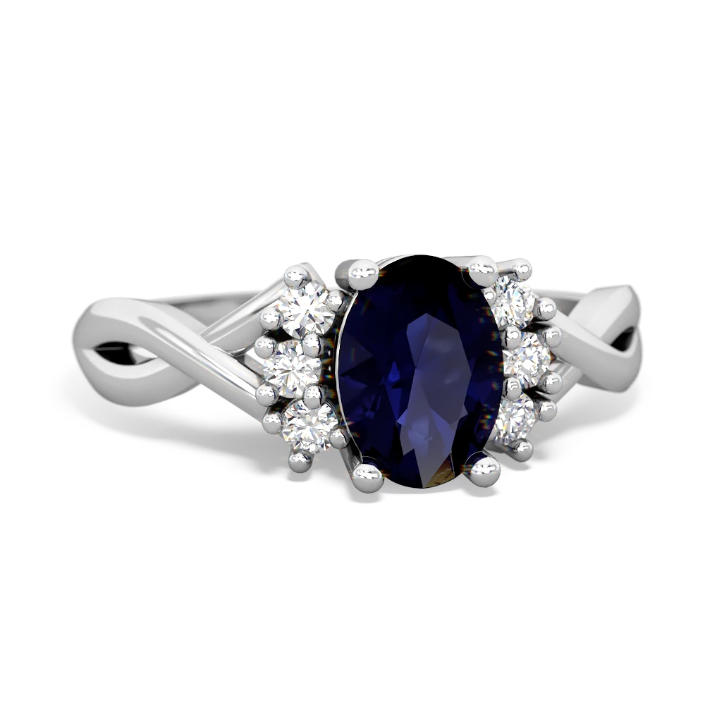Sapphire Victorian Twist 14K White Gold ring R2497