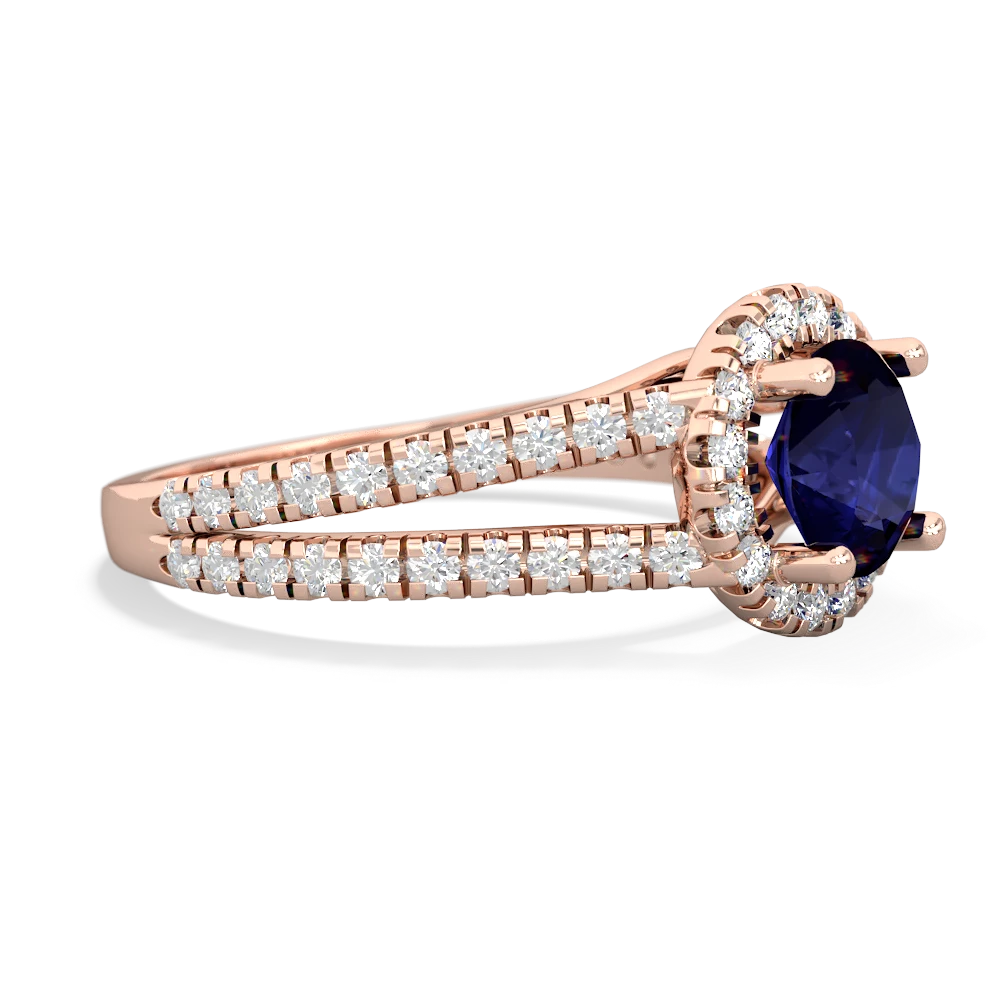 Sapphire Pave Halo 14K Rose Gold ring R5490