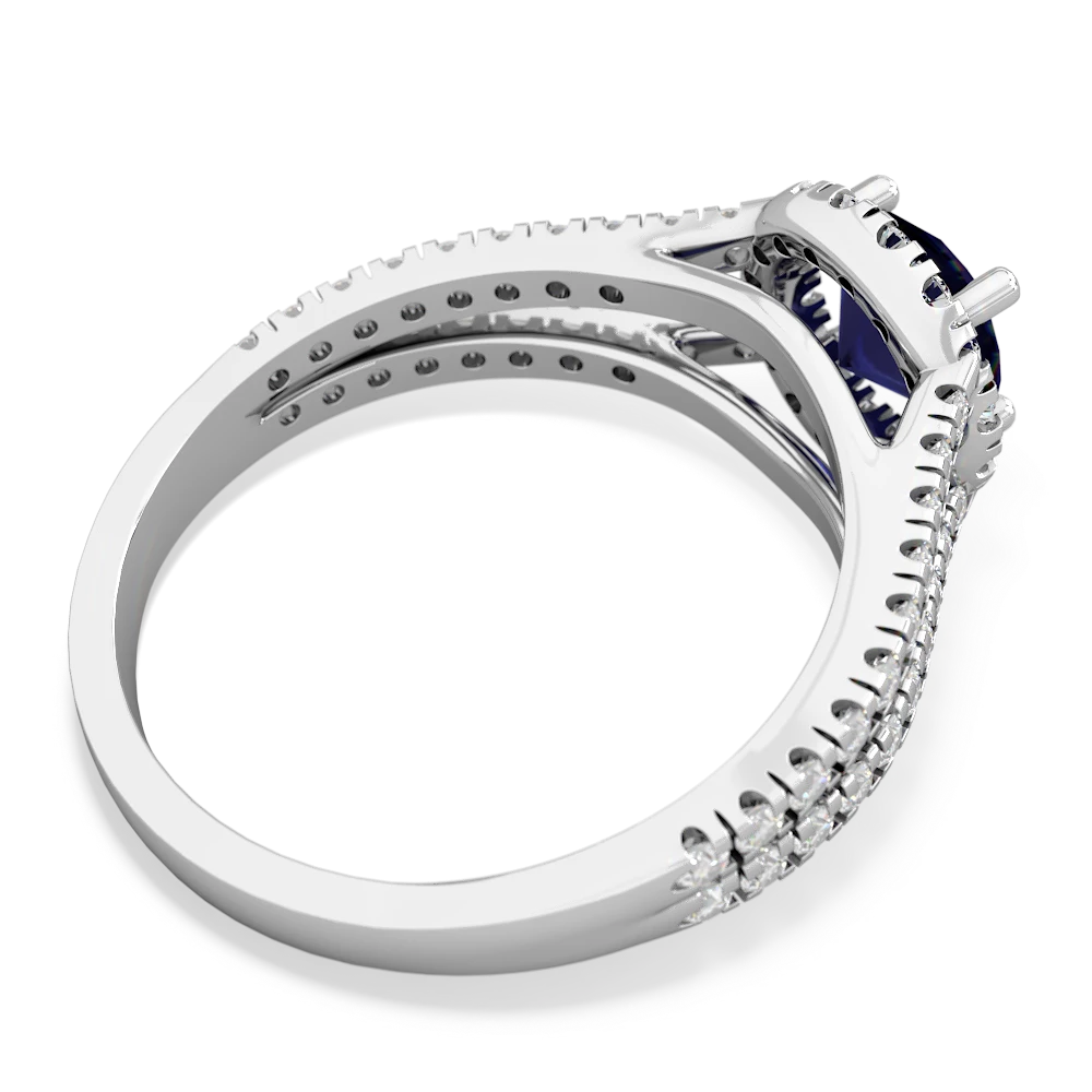 Sapphire Pave Halo 14K White Gold ring R5490