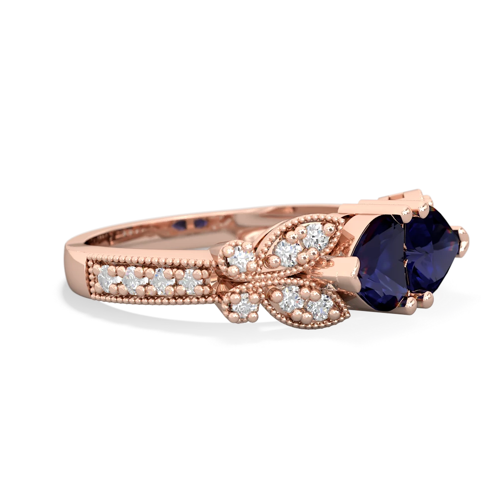 Sapphire Diamond Butterflies 14K Rose Gold ring R5601