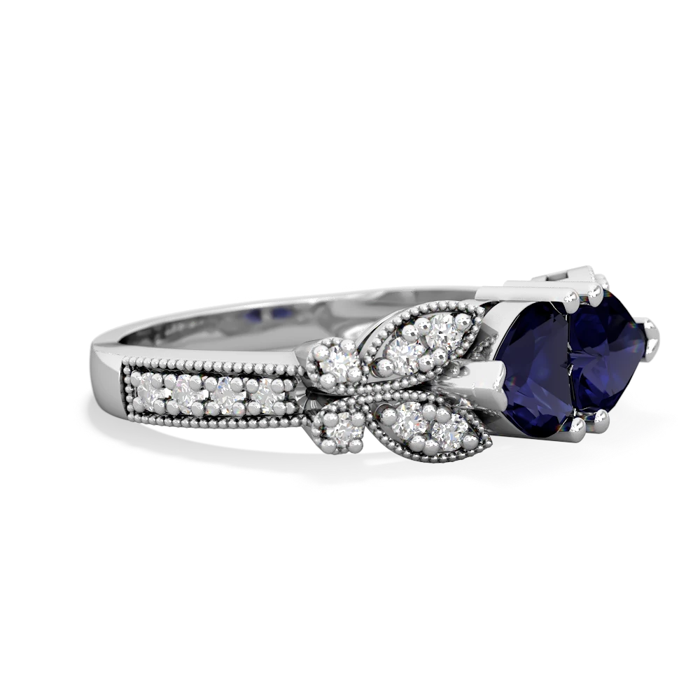 Sapphire Diamond Butterflies 14K White Gold ring R5601