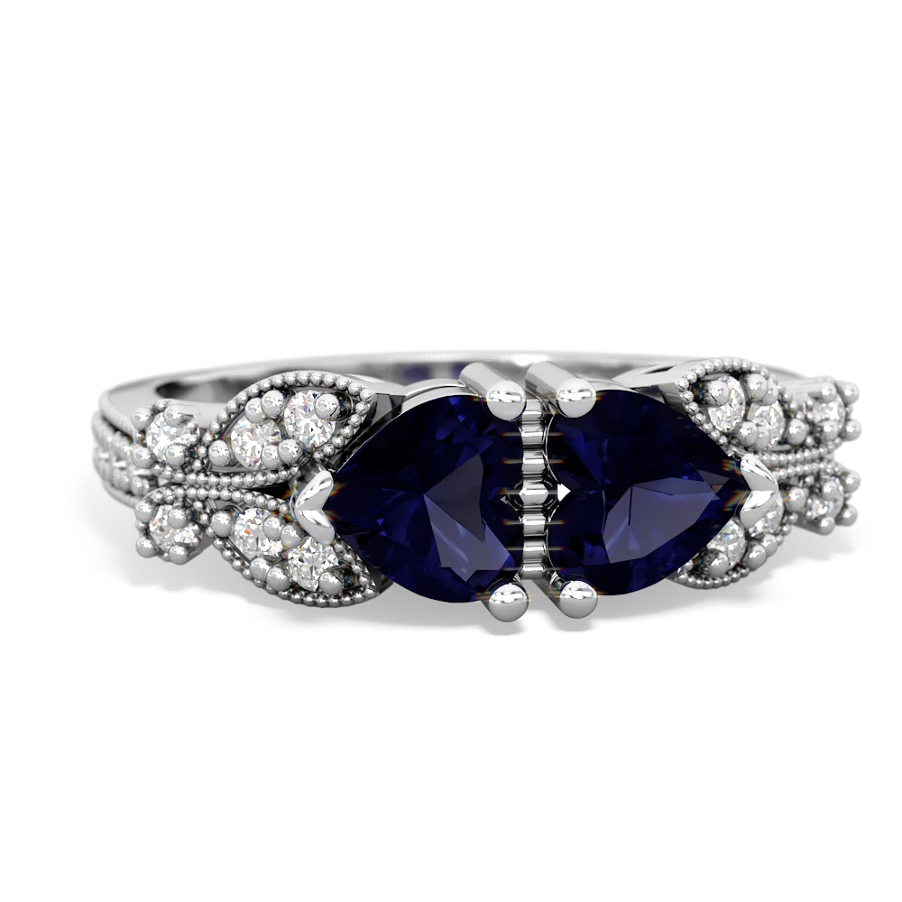 Sapphire Diamond Butterflies 14K White Gold ring R5601