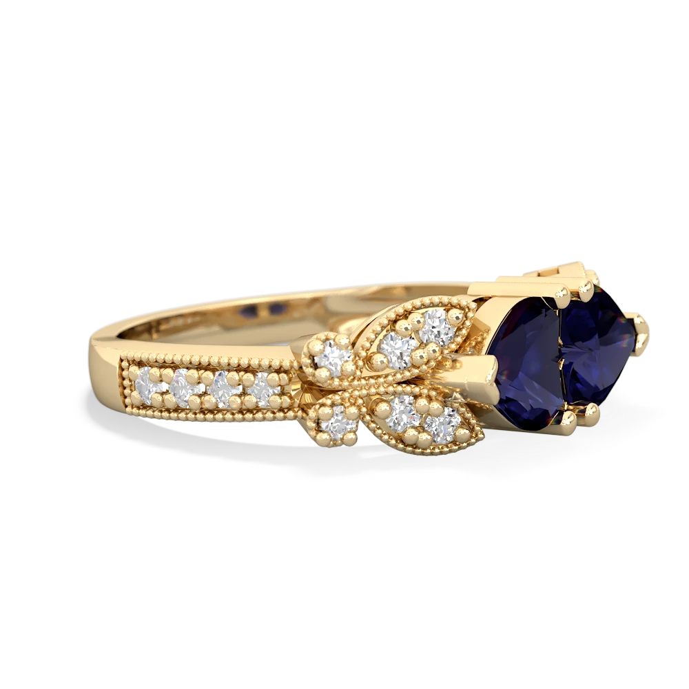 Sapphire Diamond Butterflies 14K Yellow Gold ring R5601