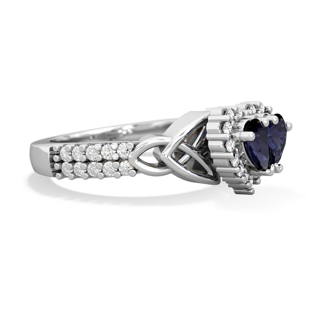 Sapphire Celtic Knot Two Hearts As One 14K White Gold ring R2644HRT