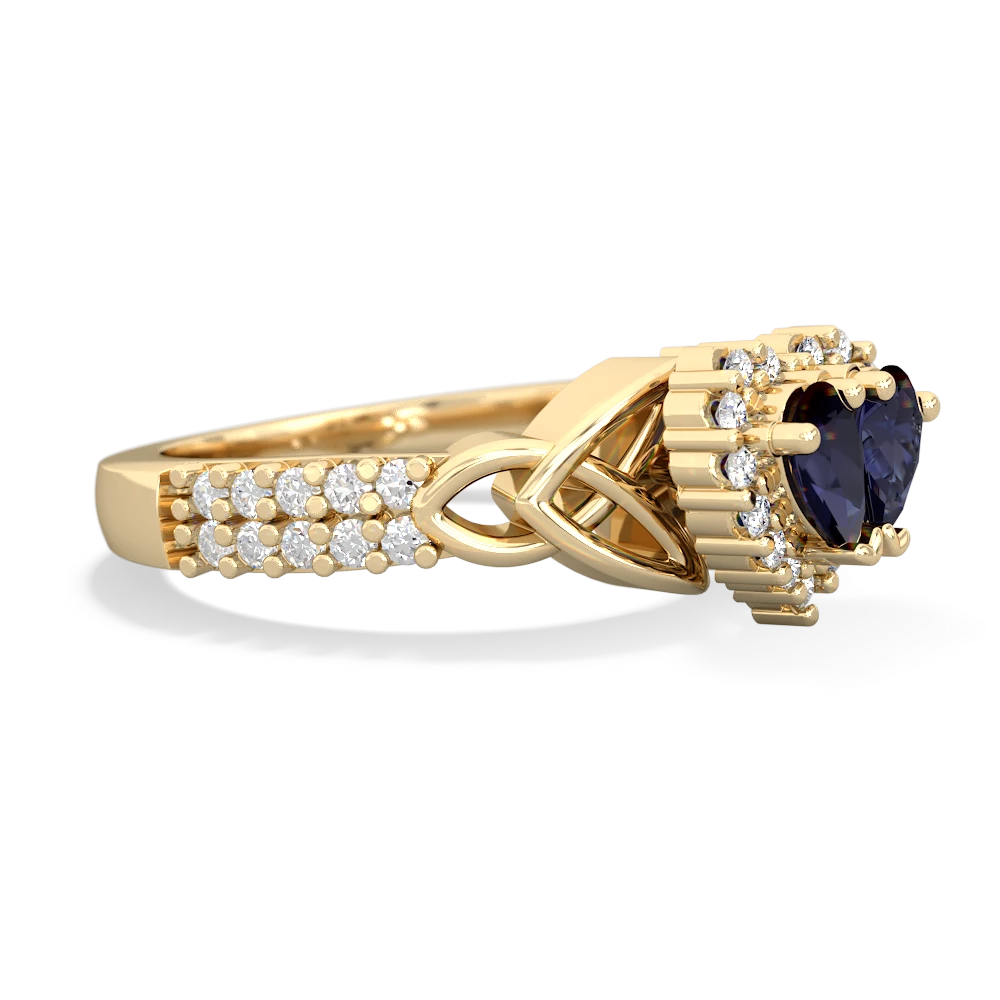 Sapphire Celtic Knot Two Hearts As One 14K Yellow Gold ring R2644HRT