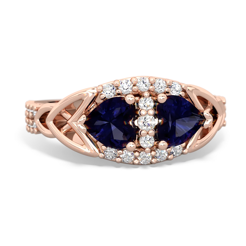Sapphire Sparkling Celtic Knot 14K Rose Gold ring R2645