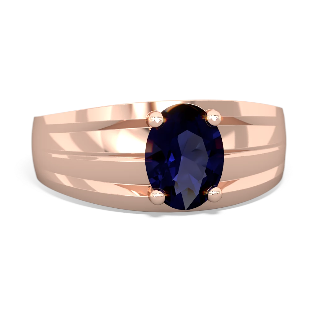 Sapphire Men's Two Lane 14K Rose Gold ring R0363