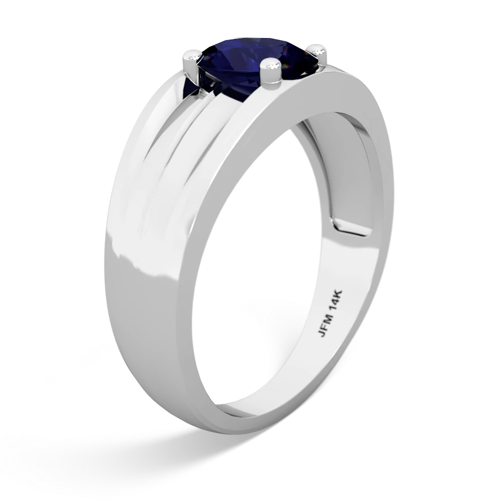 Sapphire Men's Two Lane 14K White Gold ring R0363