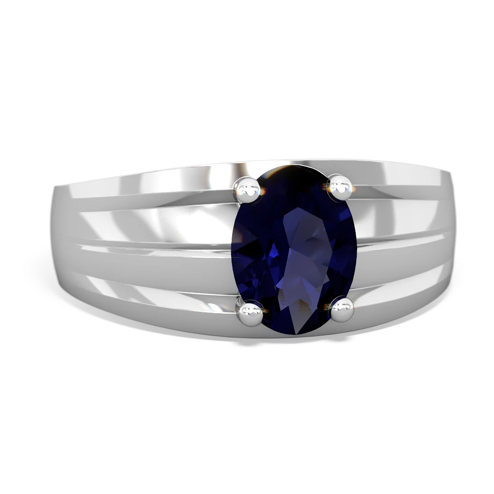 Sapphire Men's Two Lane 14K White Gold ring R0363