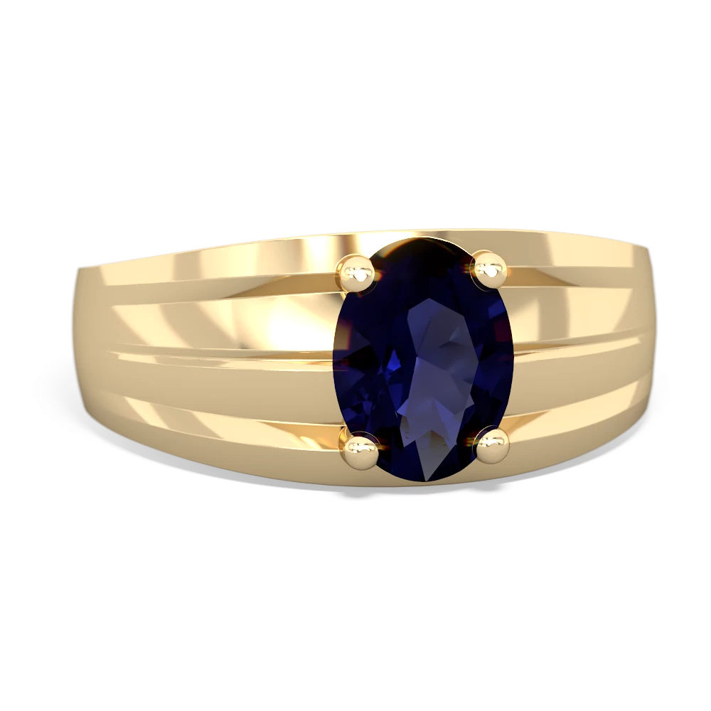 Sapphire Men's Two Lane 14K Yellow Gold ring R0363