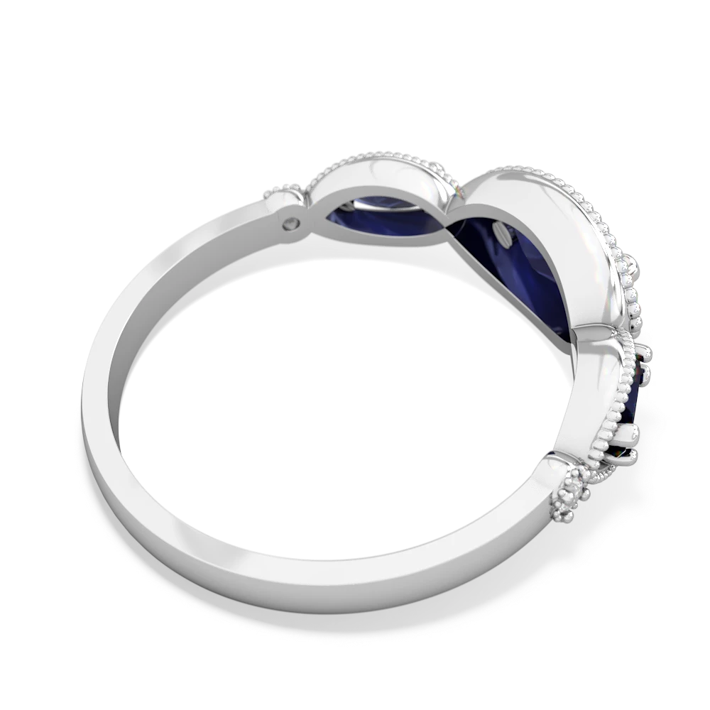 Sapphire Milgrain Marquise 14K White Gold ring R5700