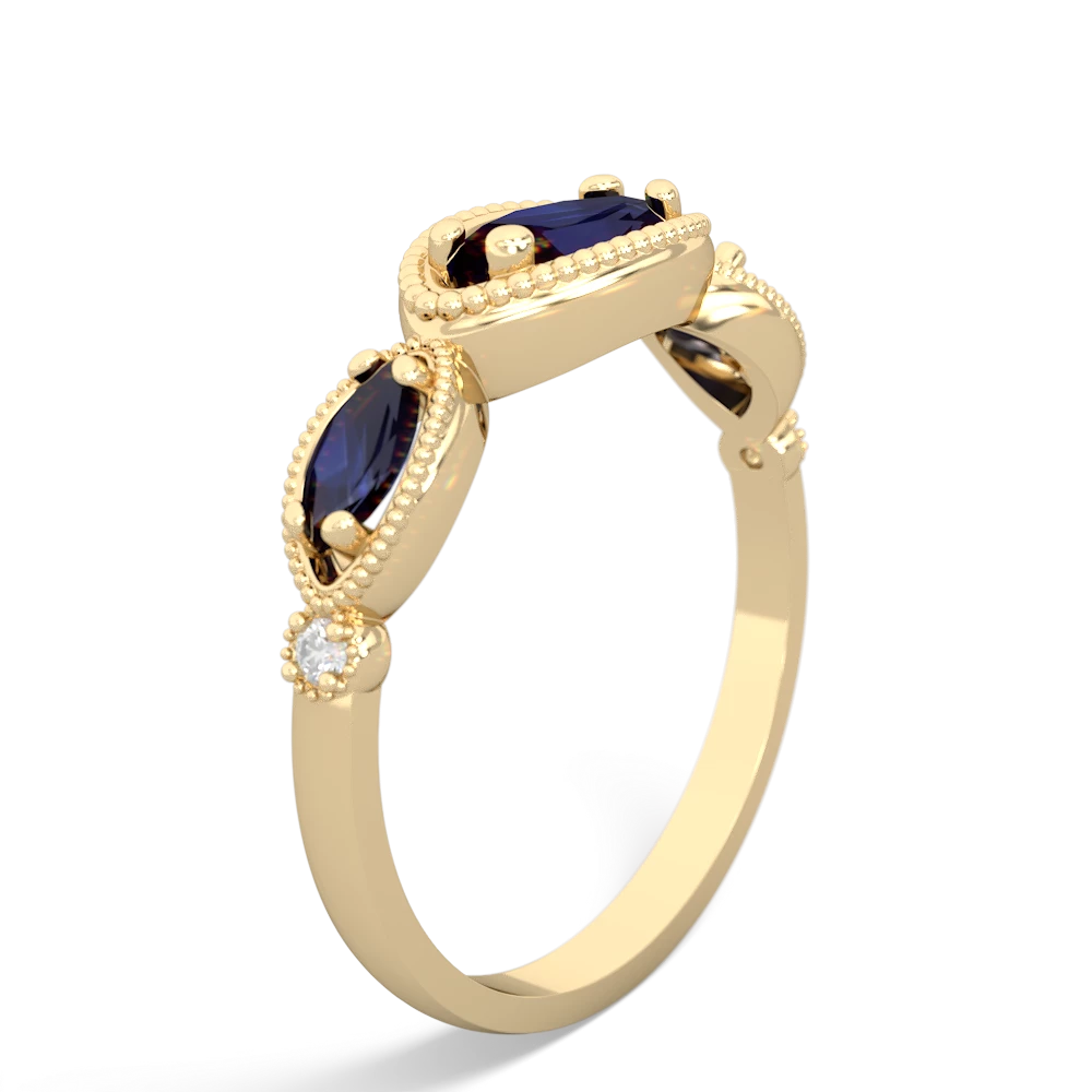 Sapphire Milgrain Marquise 14K Yellow Gold ring R5700