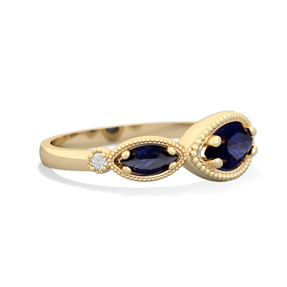 Sapphire Milgrain Marquise 14K Yellow Gold ring R5700