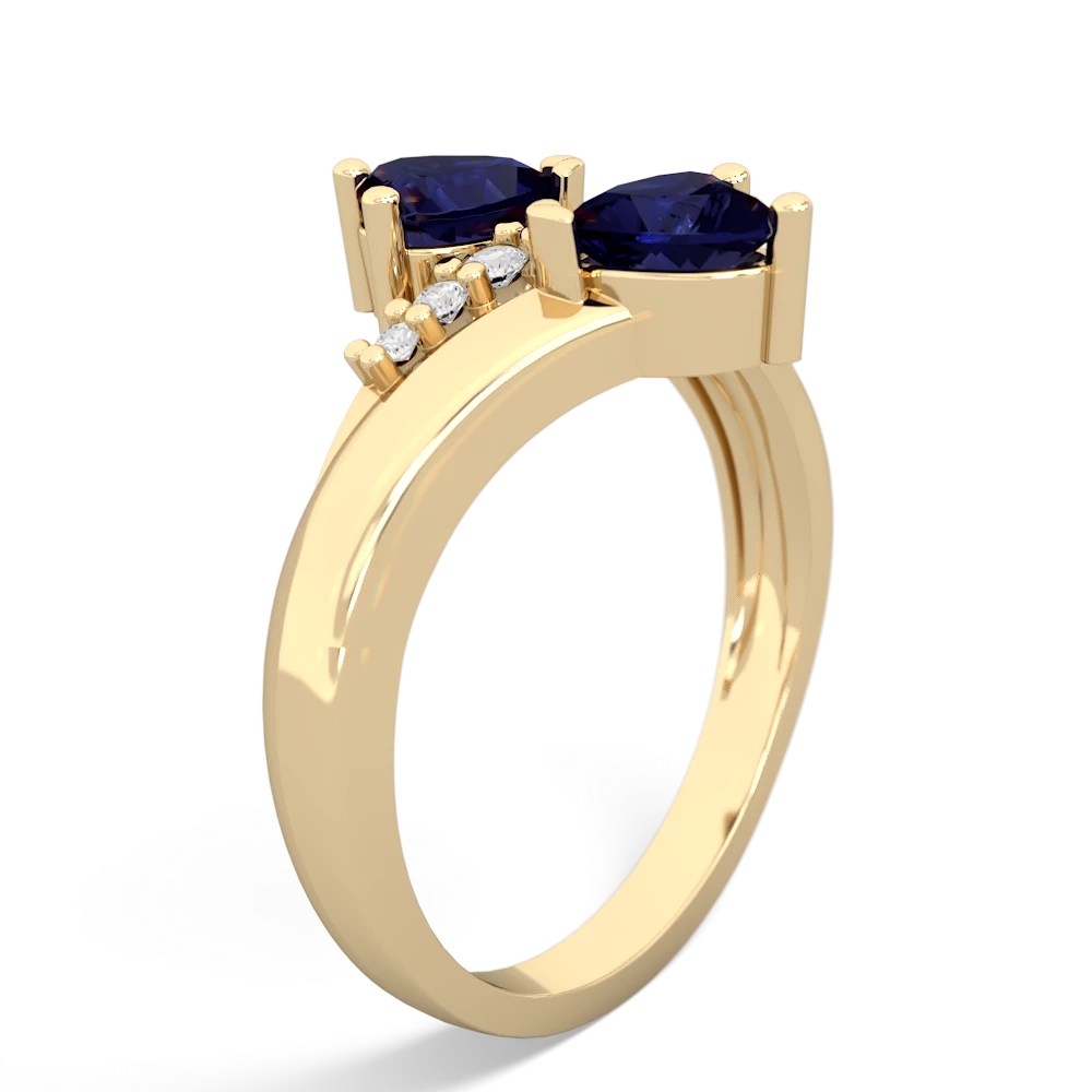 Sapphire Heart To Heart 14K Yellow Gold ring R2064