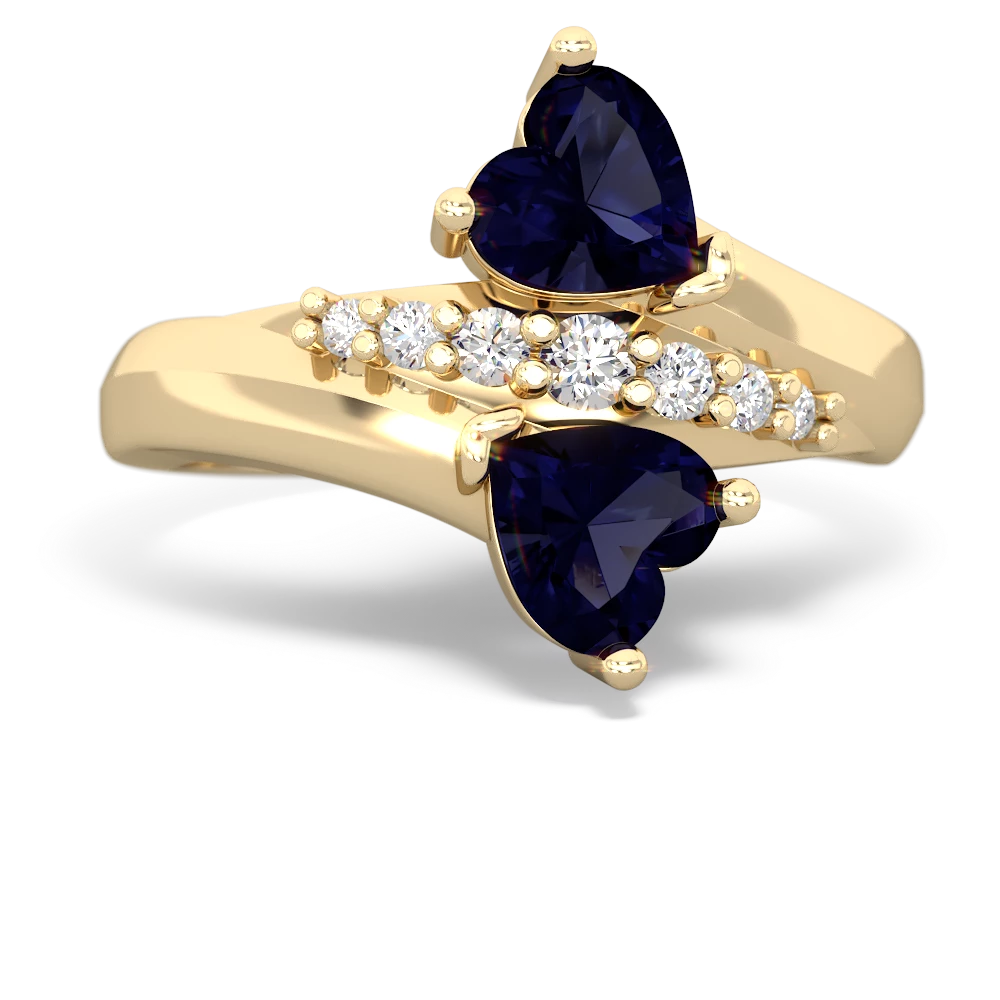 Sapphire Heart To Heart 14K Yellow Gold ring R2064