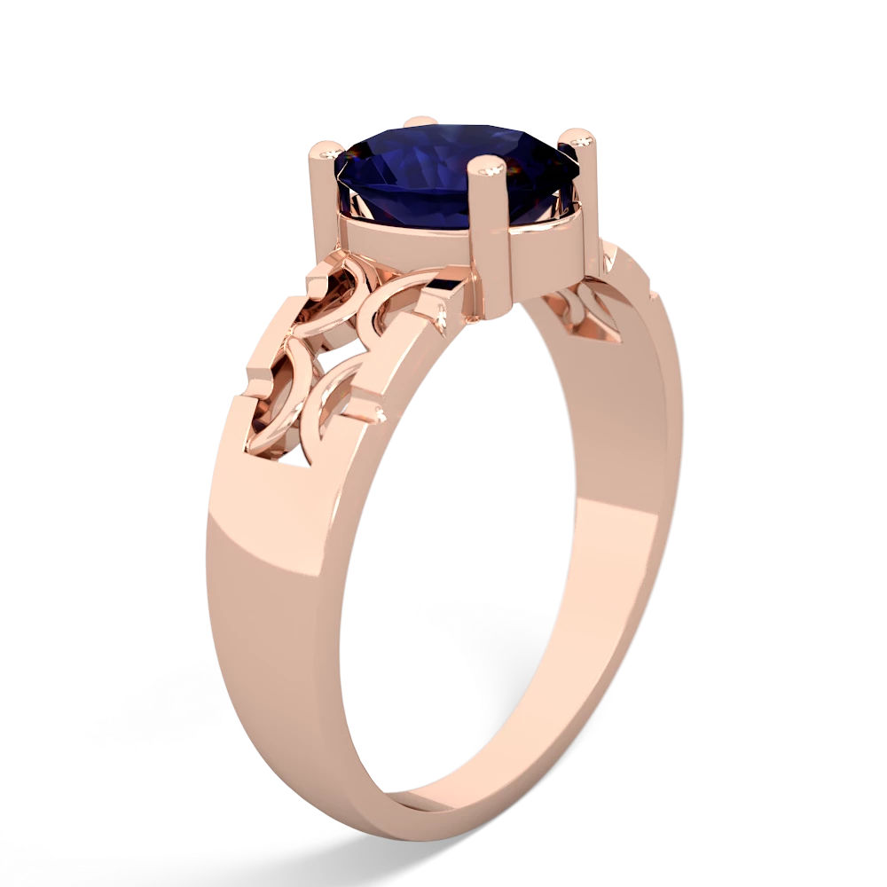 Sapphire Art Deco Filigree 14K Rose Gold ring R2322