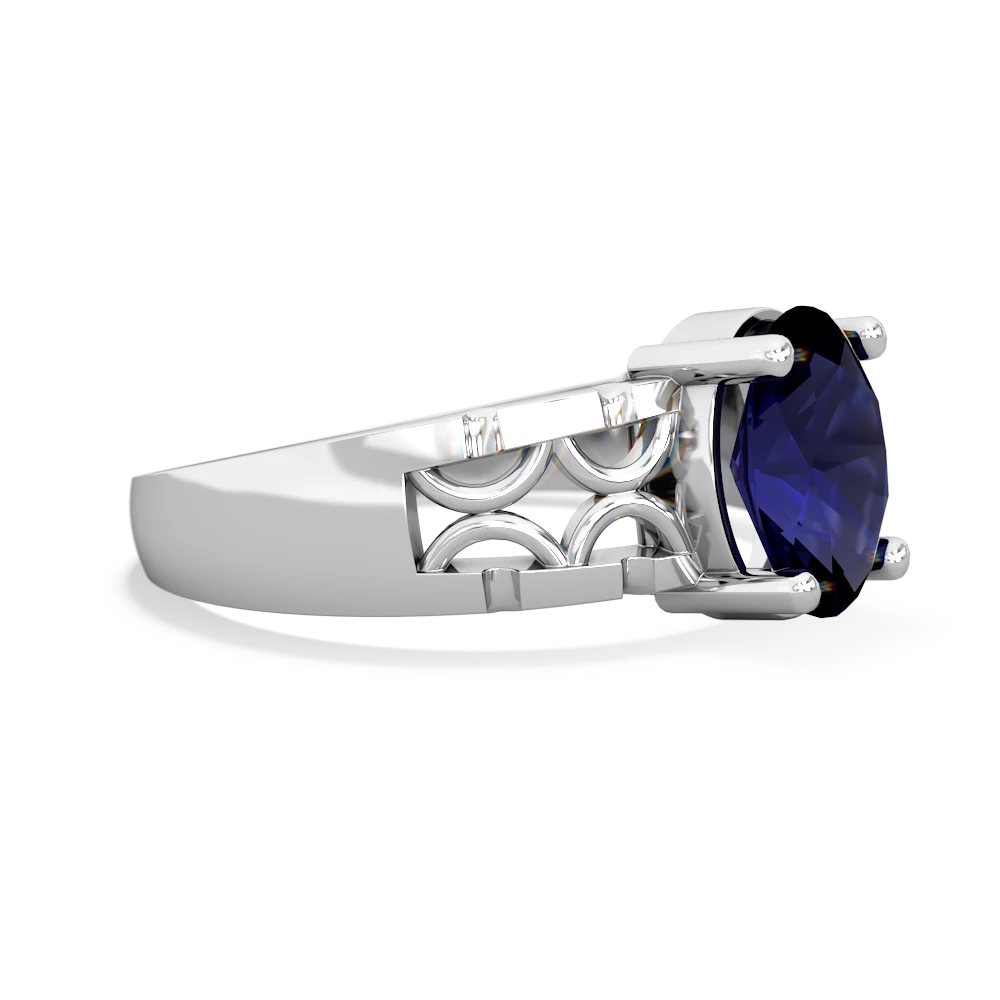 Sapphire Art Deco Filigree 14K White Gold ring R2322