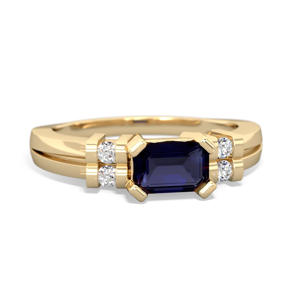 Sapphire Art Deco East-West 14K Yellow Gold ring R2590