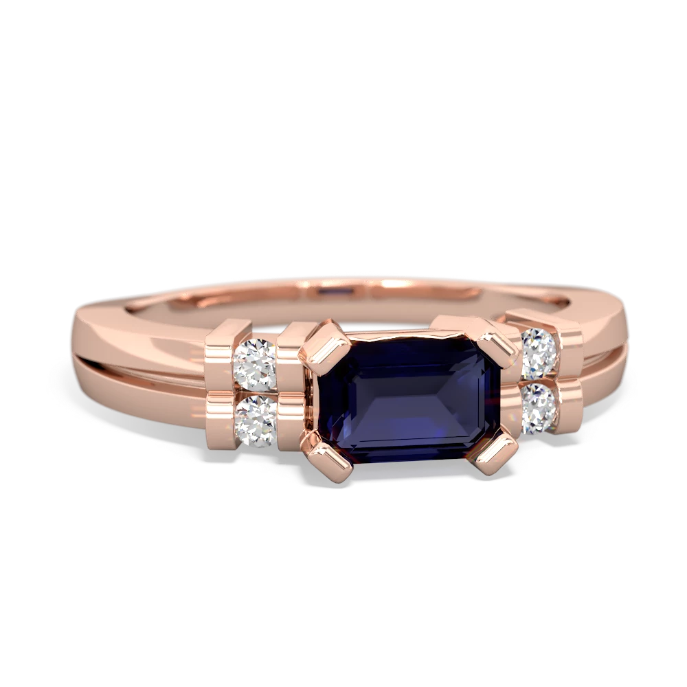 Sapphire Art Deco East-West 14K Rose Gold ring R2590
