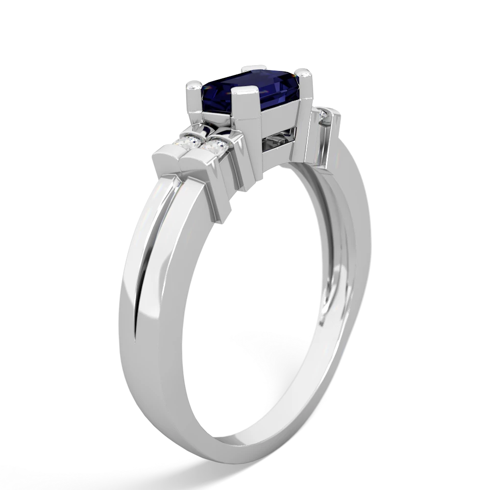 Sapphire Art Deco East-West 14K White Gold ring R2590