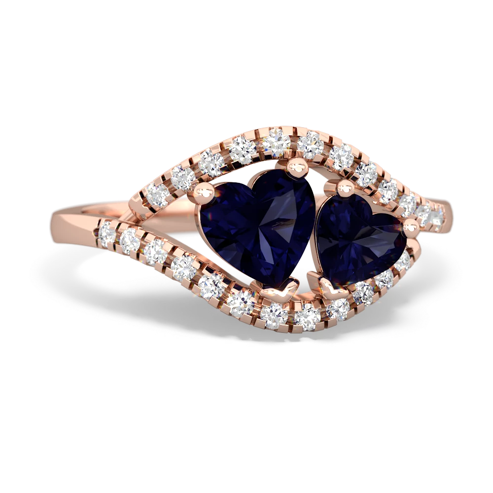 Sapphire Mother Child ring 14K Rose Gold JewelsForMe