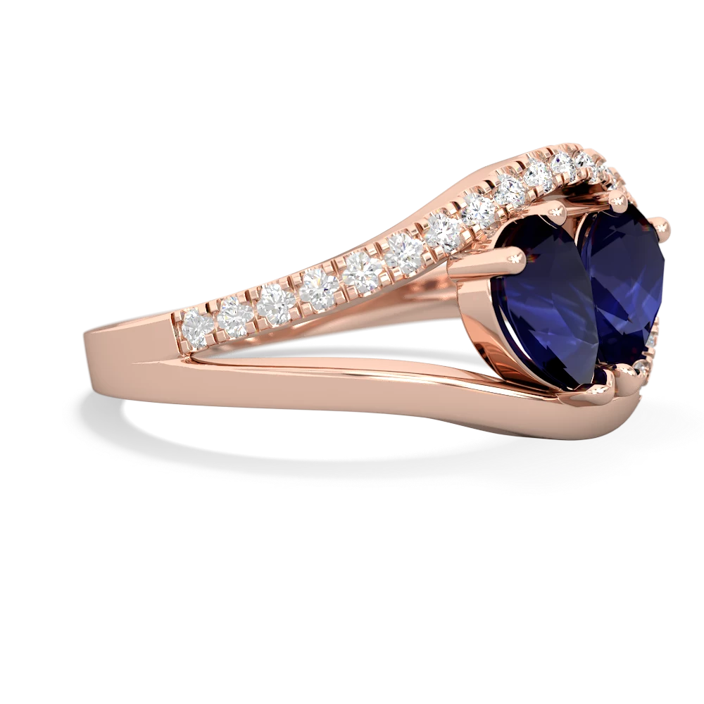 Sapphire Nestled Heart Keepsake 14K Rose Gold ring R5650