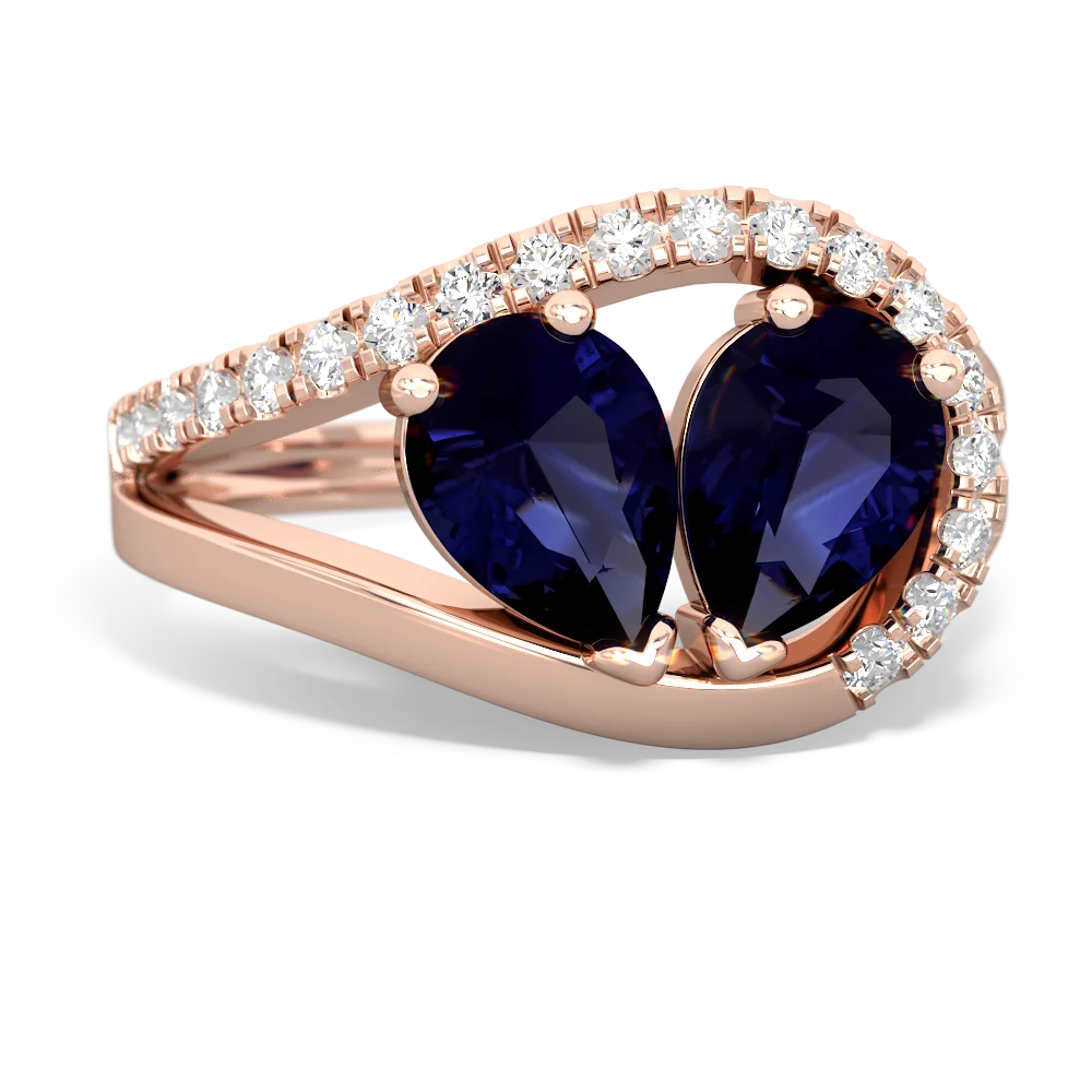 Sapphire Nestled Heart Keepsake 14K Rose Gold ring R5650