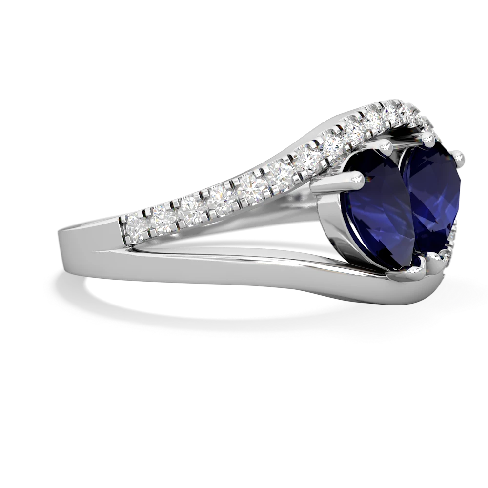 Sapphire Nestled Heart Keepsake 14K White Gold ring R5650