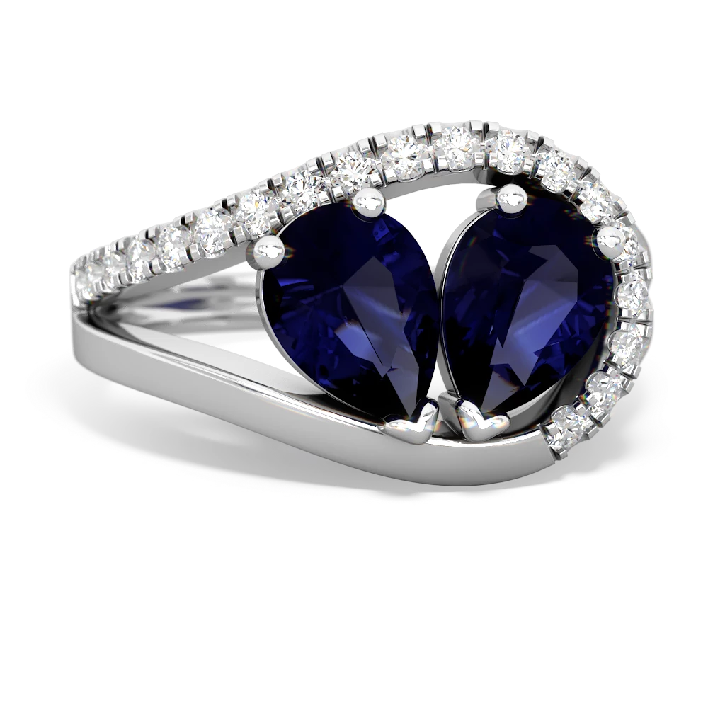Sapphire Nestled Heart Keepsake 14K White Gold ring R5650
