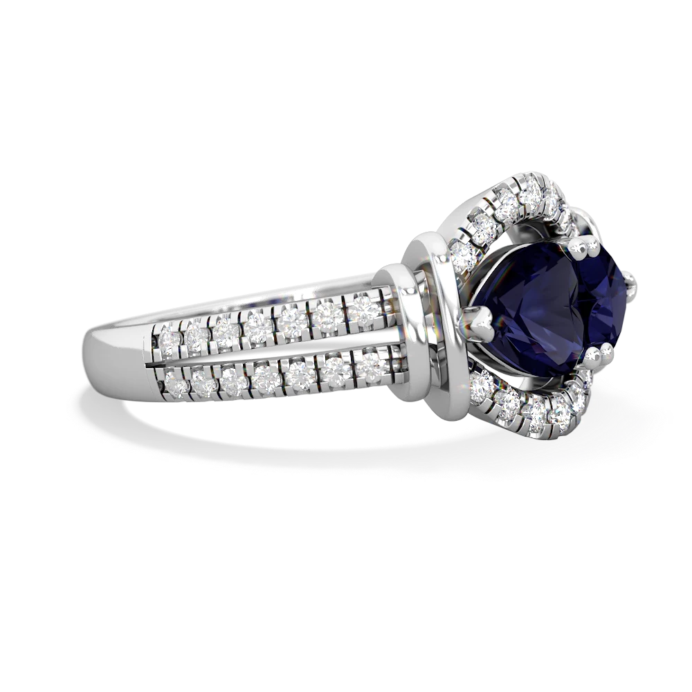Sapphire Art-Deco Keepsake 14K White Gold ring R5630