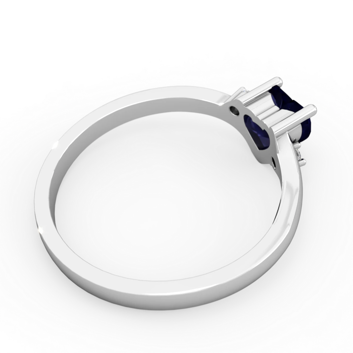 Sapphire Delicate Heart 14K White Gold ring R0203