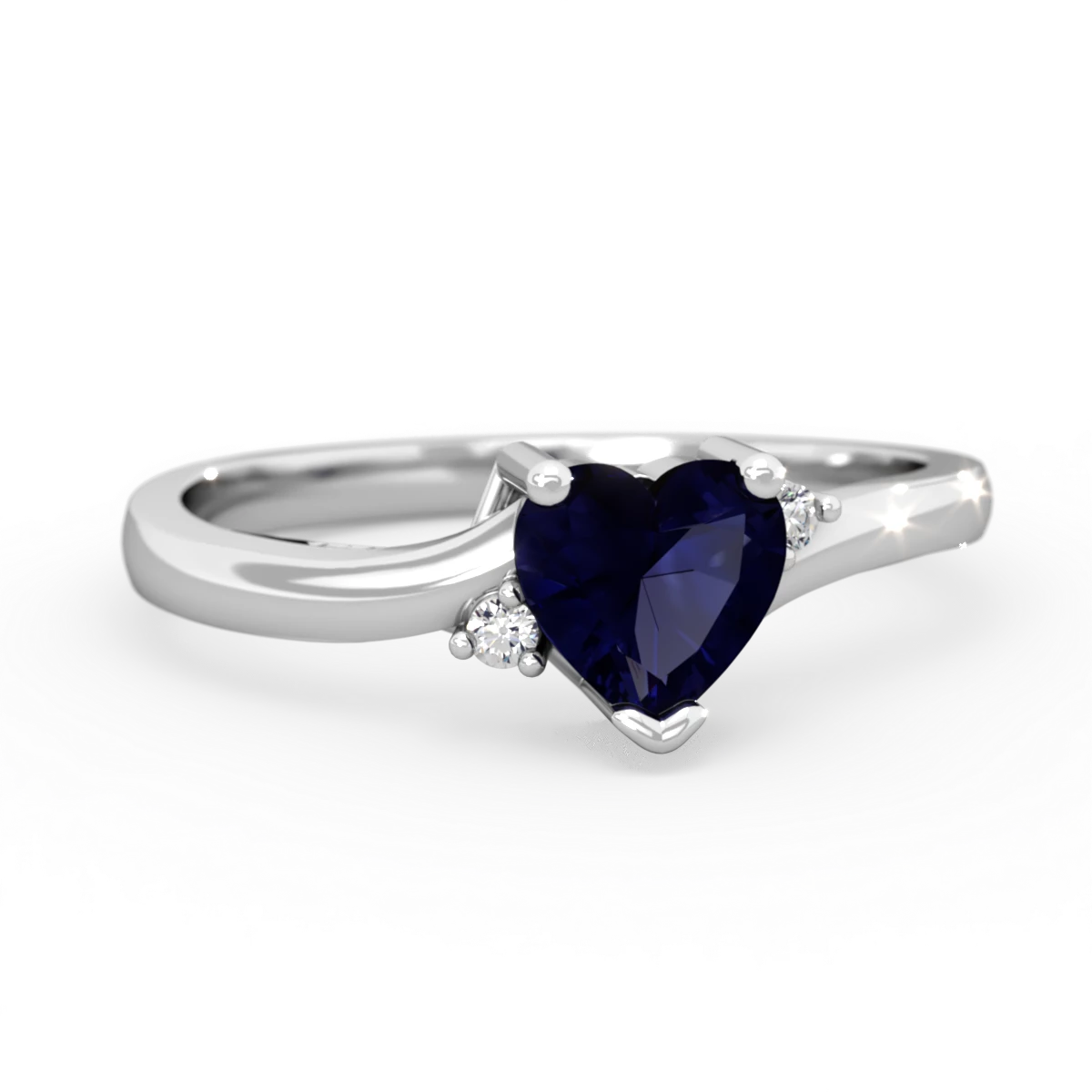 Sapphire Delicate Heart 14K White Gold ring R0203