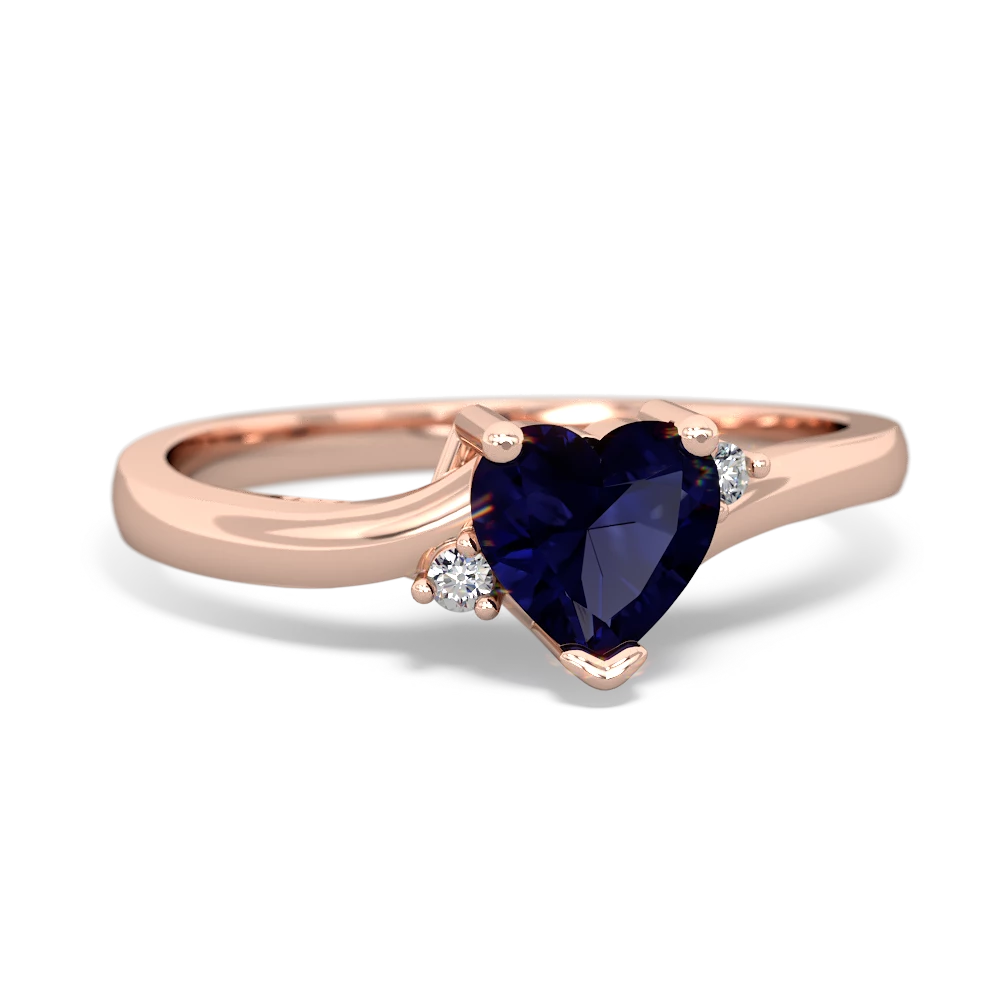 Sapphire Delicate Heart 14K Rose Gold ring R0203