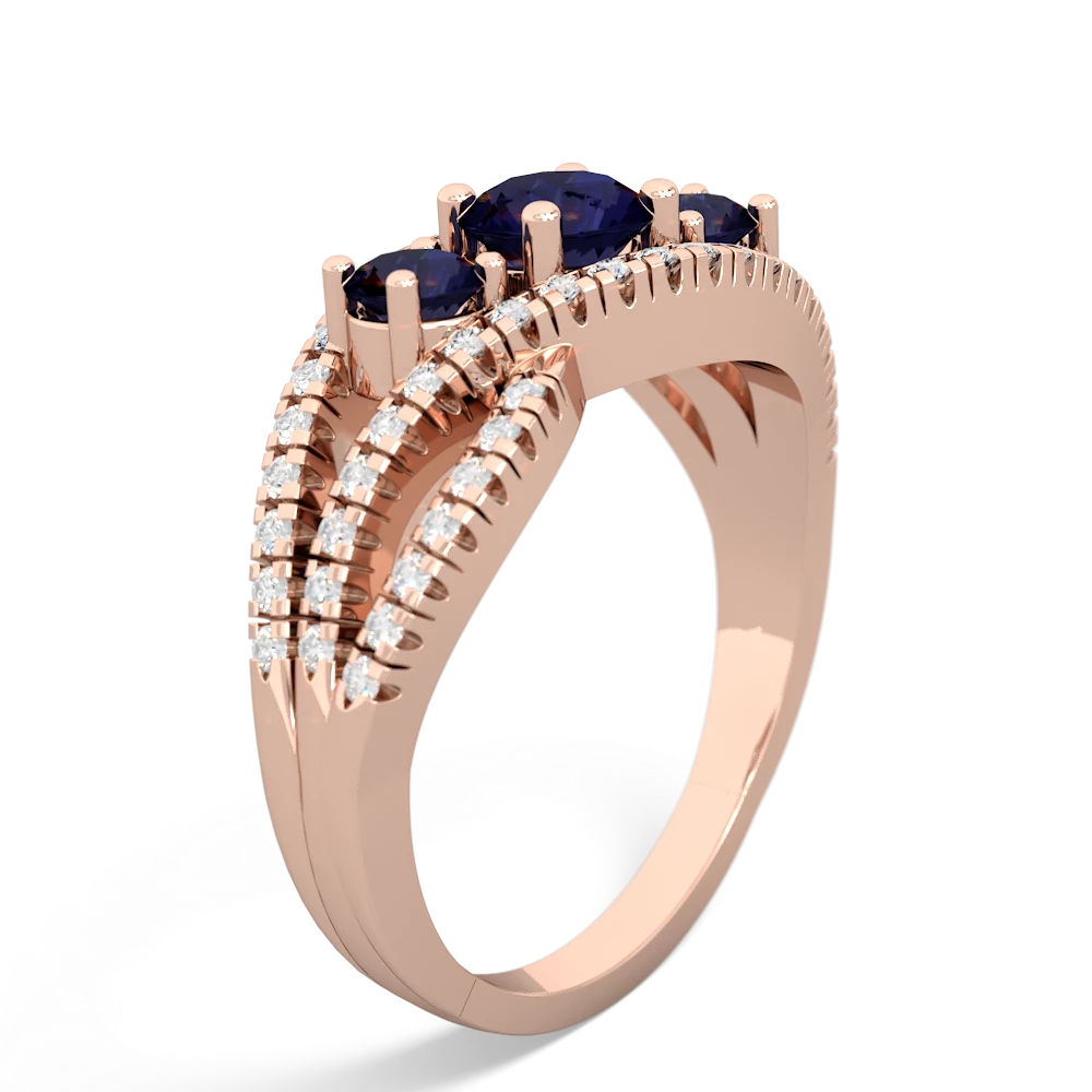 Sapphire Three Stone Aurora 14K Rose Gold ring R3080