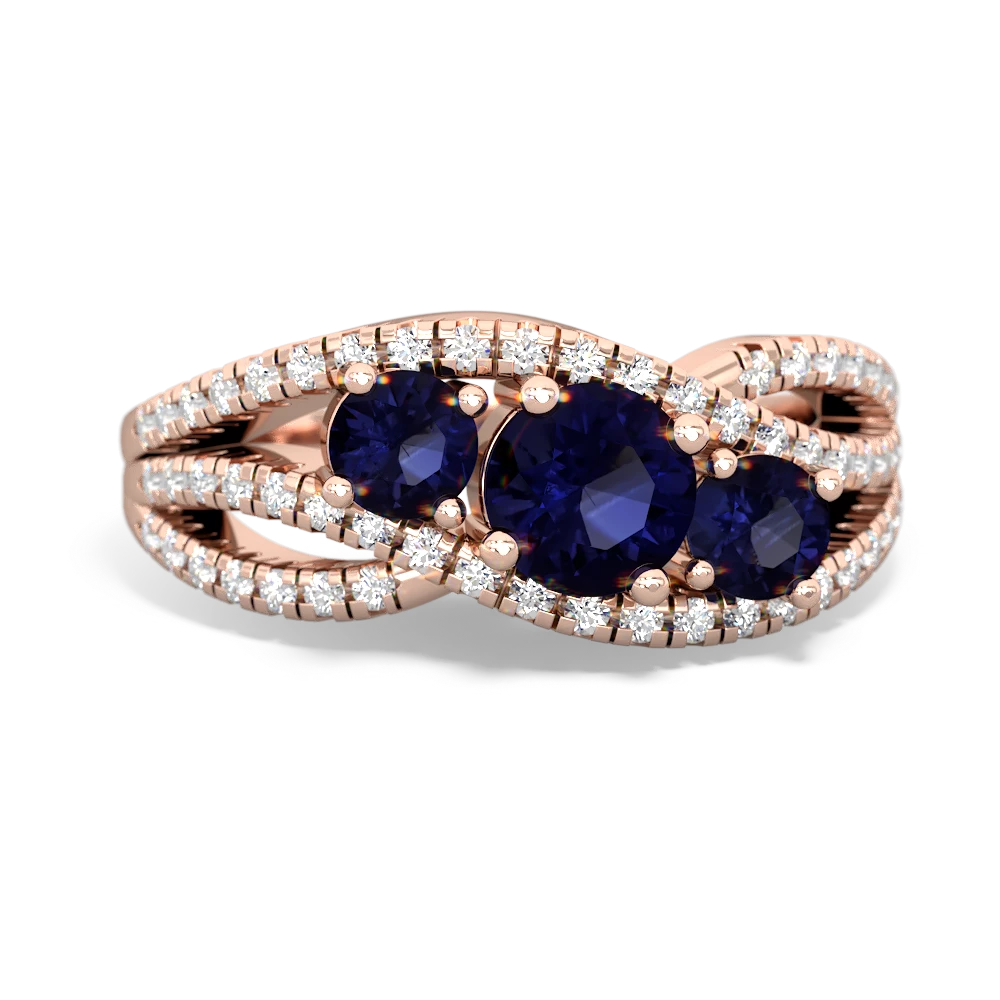 Sapphire Three Stone Aurora 14K Rose Gold ring R3080