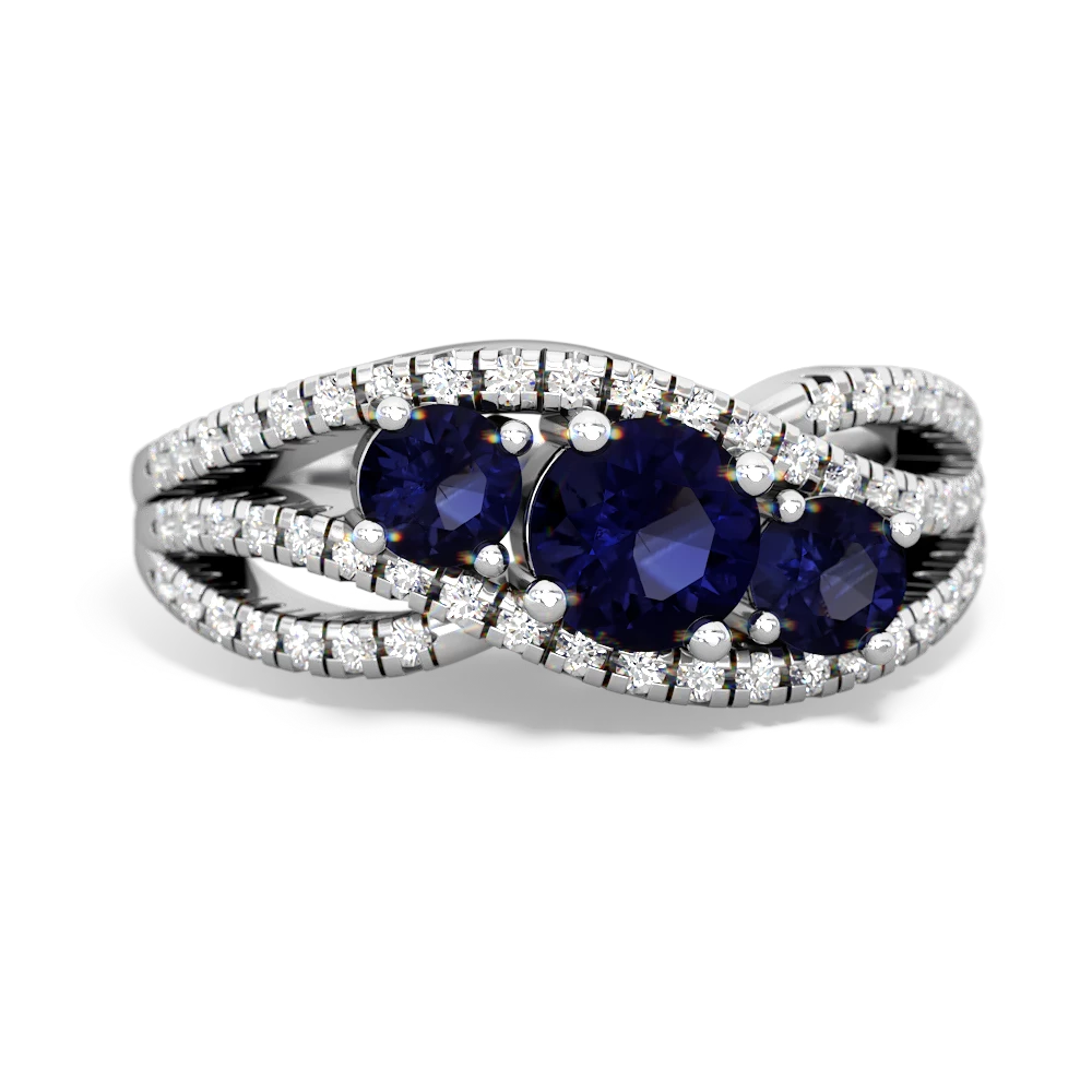 Sapphire Three Stone Aurora 14K White Gold ring R3080