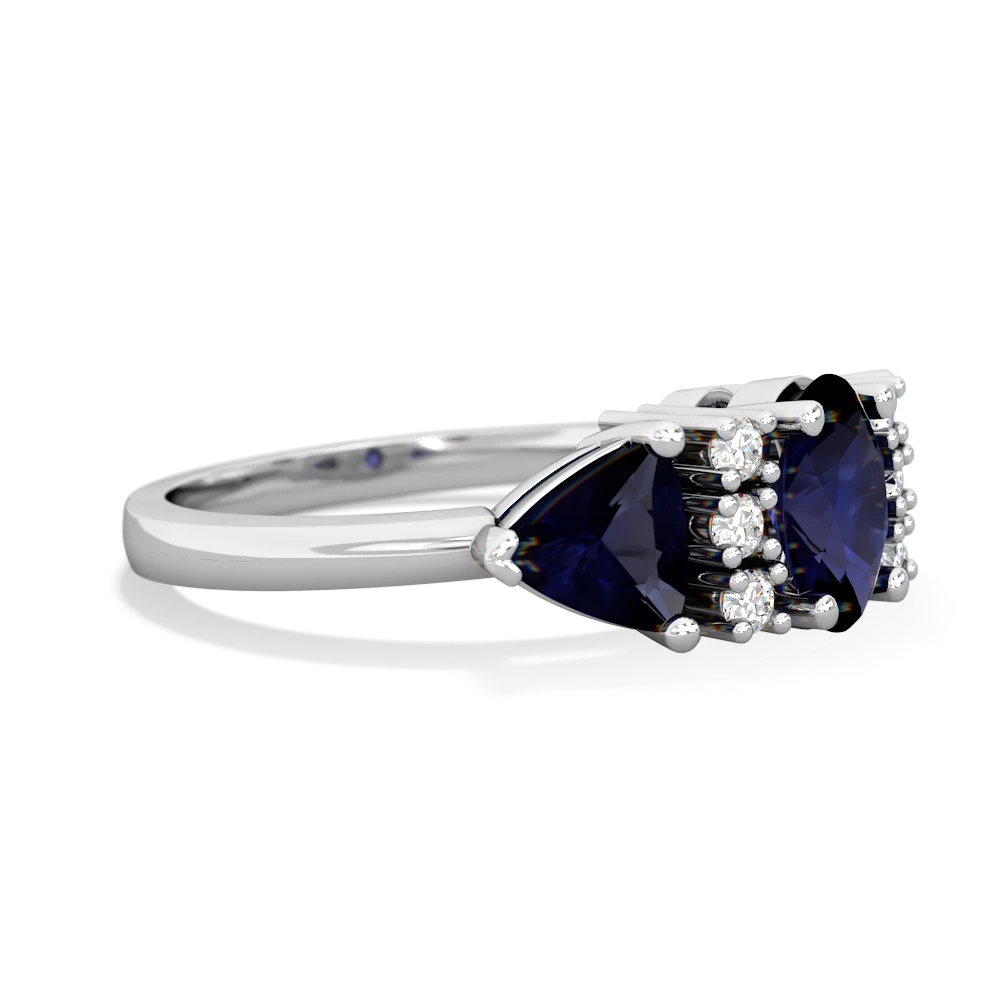 Sapphire Antique Style Three Stone 14K White Gold ring R2186