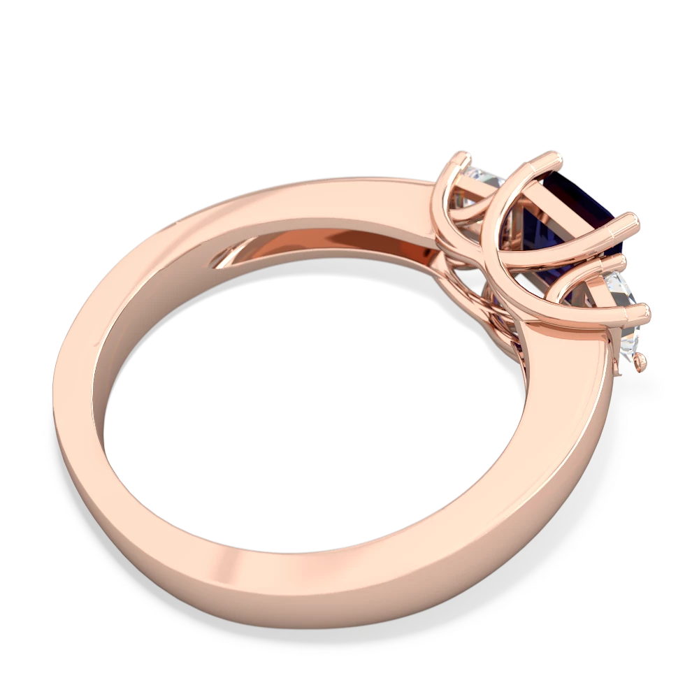 Sapphire Three Stone Trellis 14K Rose Gold ring R4015 - front view