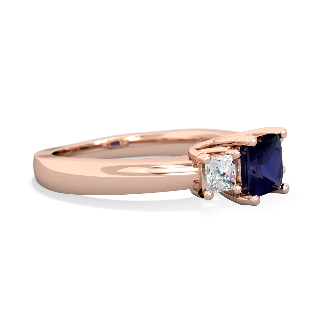 Sapphire Three Stone Trellis 14K Rose Gold ring R4015